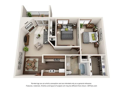 Floor plan 2 Bed 1 Bath