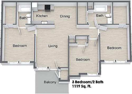 Floor plan Three Bedroom