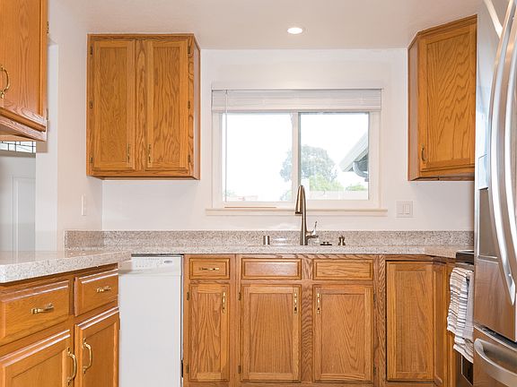 Quartz countertops, pullout sink, dish washer