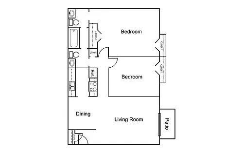 Floor plan 2 Bedroom / 1.5 Bath