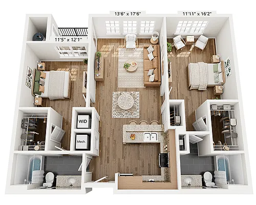Floor plan Two Bedroom B2A