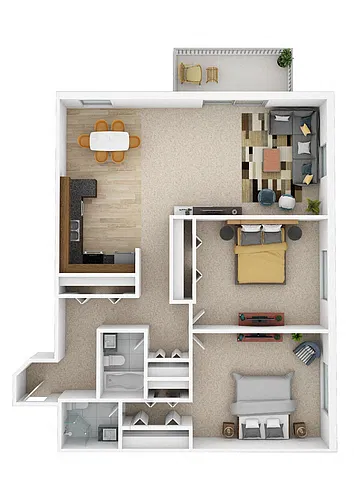 Floor plan Laurel West | Two Bed B