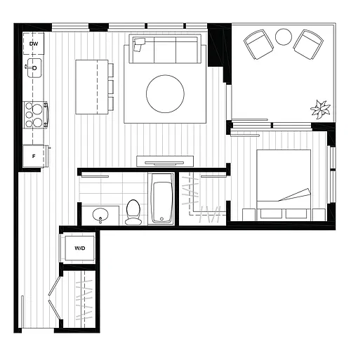 Floor plan 1 BR +1 B | B9