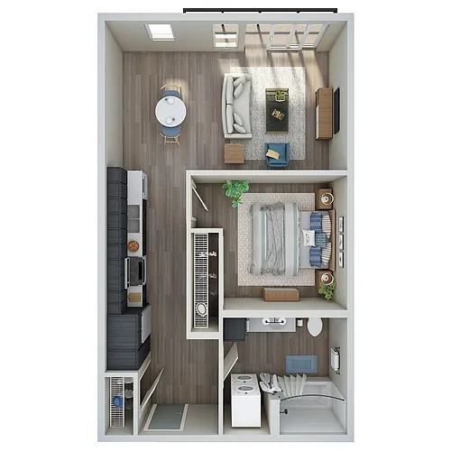 Floor plan Open 1 Bed, 1 Bath - I