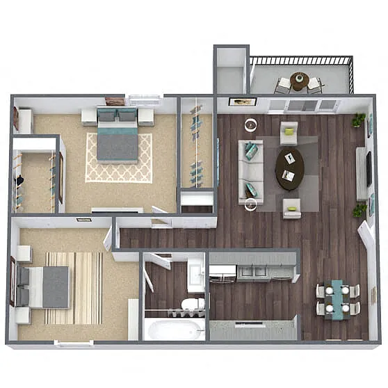 Floor plan B1: 2 Bed 1 Bath