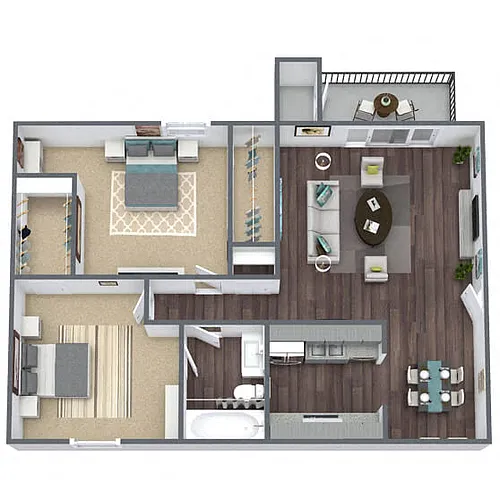 Floor plan B1: 2 Bed 1 Bath
