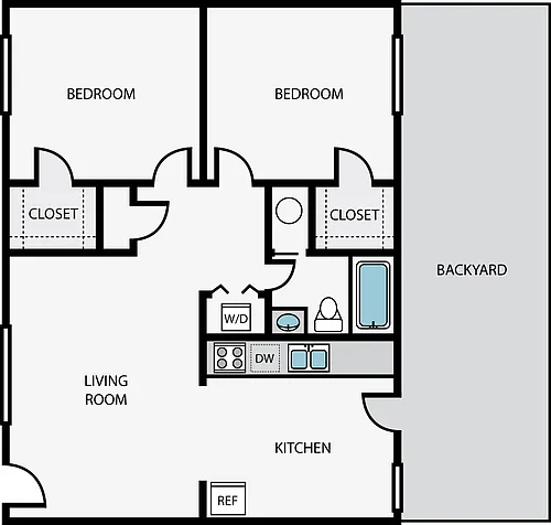 Floor plan 2 Bedroom - 1 Bath
