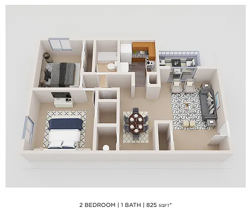 Floor plan Two Bedroom - 825 sqft