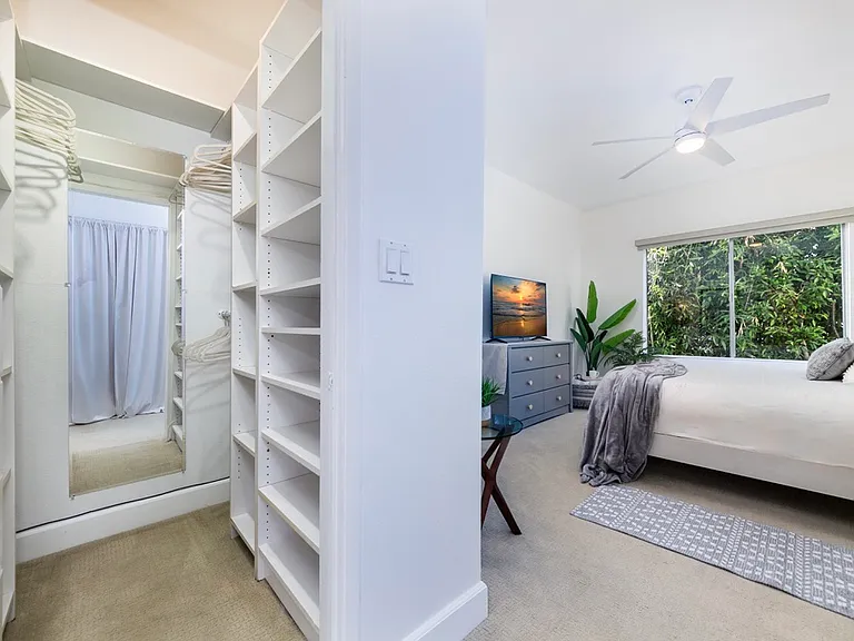 The large closets are ideal for 30+ night stays.