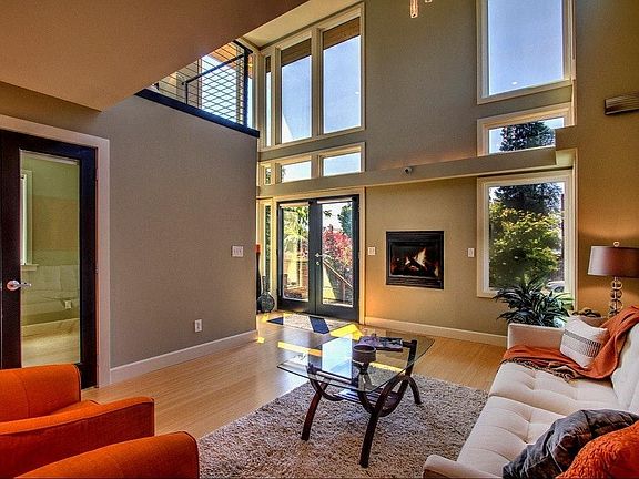 Main living area with fireplace and office/den/fifth bedroom