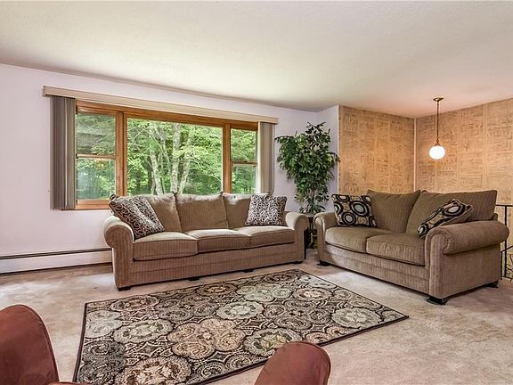 Living room - carpeted. Large window overlooks the front yard.