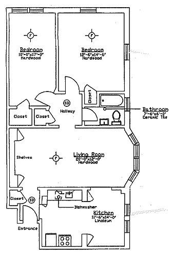 Floor plan 2 Bedroom 1 Bathroom
