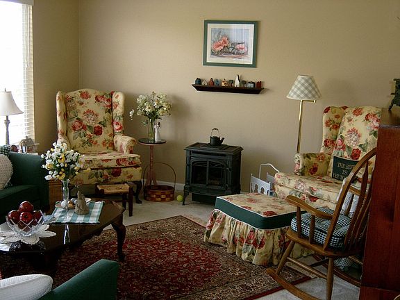 gas log stove in family room