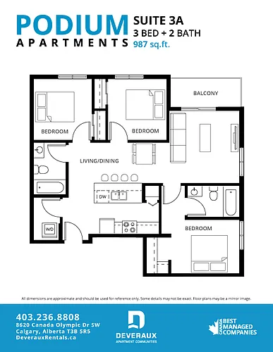 Floor plan 3 Bedroom, 2 Bathroom