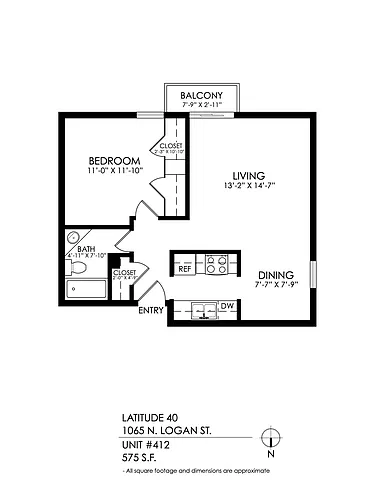 Floor plan 1 Bedroom, 1 Bath