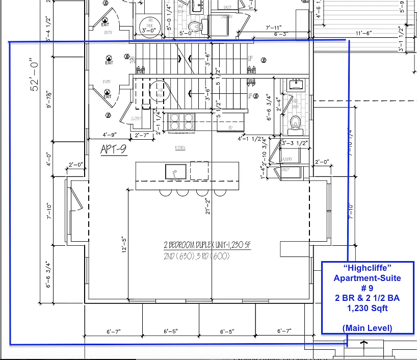 Floor plan Deluxe 2BR and 3 BA Duplex