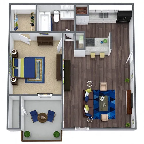 Floor plan A1: 1 Bed 1 Bath
