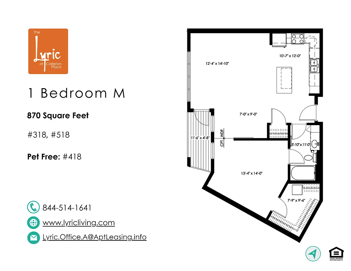 Floor plan 1 Bedroom M