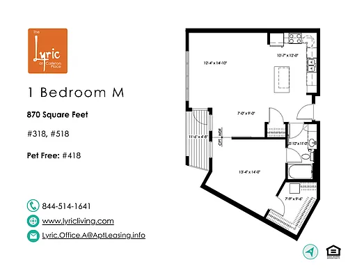 Floor plan 1 Bedroom M