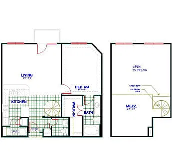 Floor plan Traditional 1x1.5 862-1054 SF