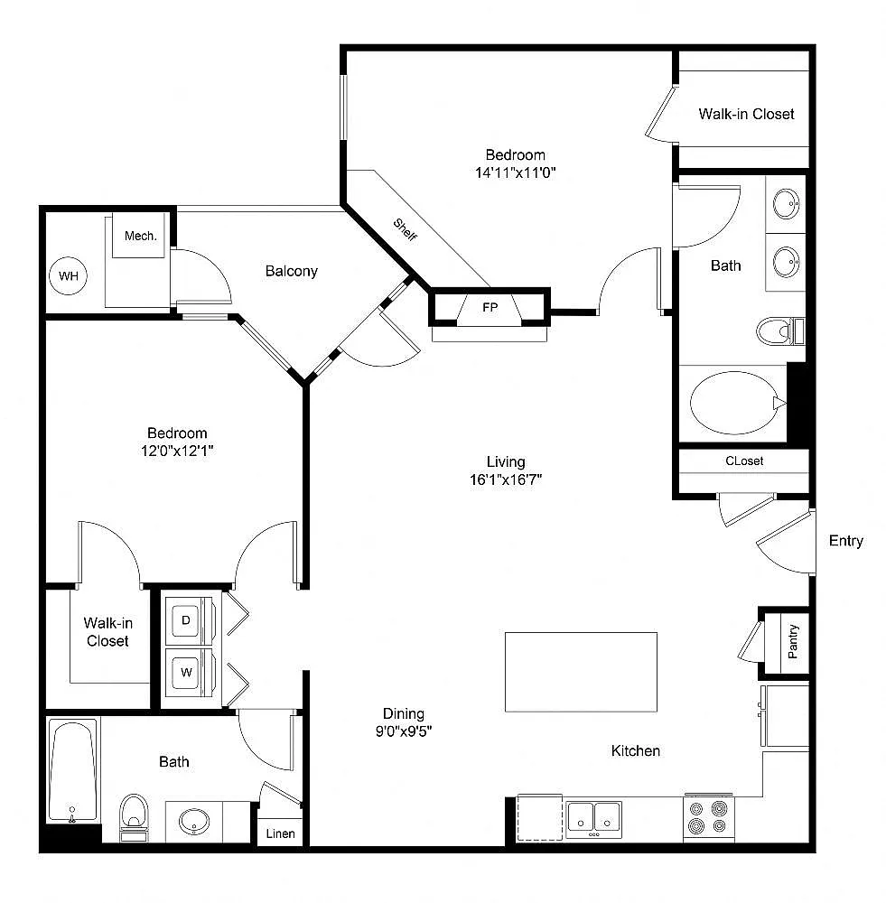 Floor plan Champa Two Bedroom