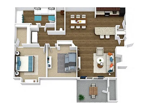 Floor plan 2 Bed, 1 Bath C (60% Income Restricted)