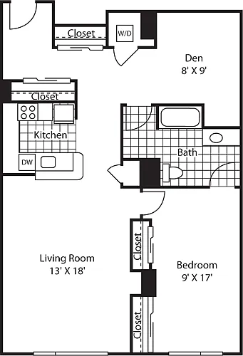 Floor plan One Bedroom 1097