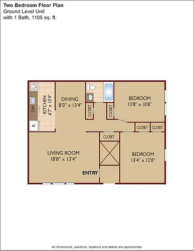 Floor plan $2.16/sq.ft. - Two Bedroom
