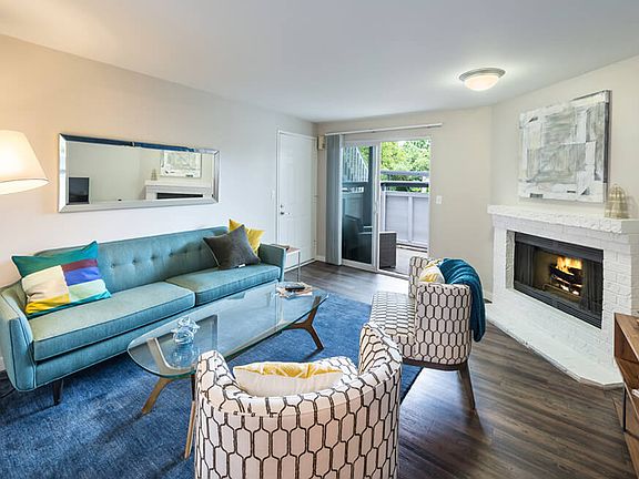 Living Room with Sliding Door & Fireplace