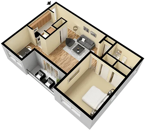 Floor plan 1 Bed 1 Bath