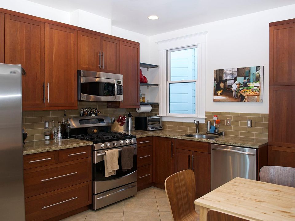 Kitchen with stainless steel appliances