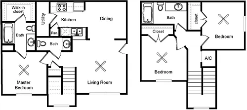 Floor plan 3 Bedroom Townhome