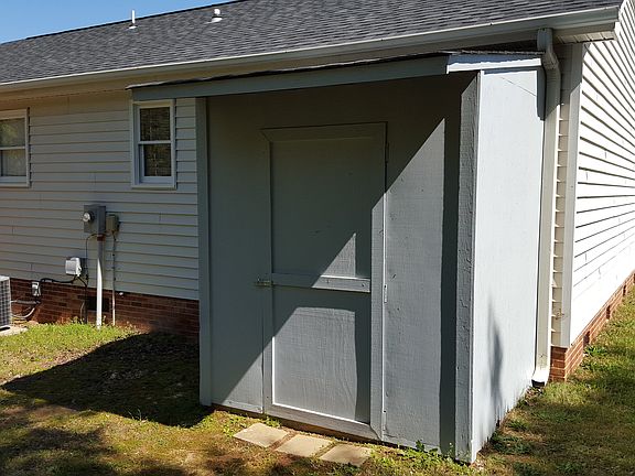 Storage shed in back