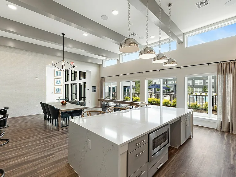 Community Kitchen Island with Microwave