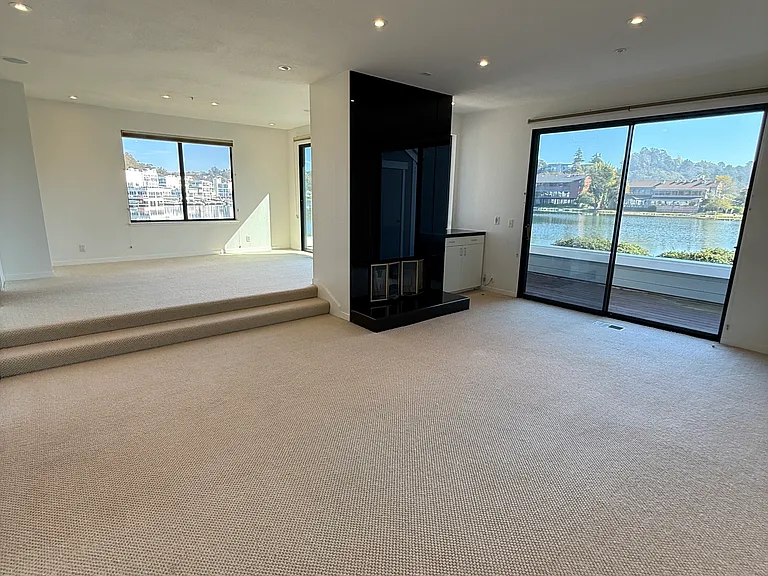 Spacious living room with private deck.