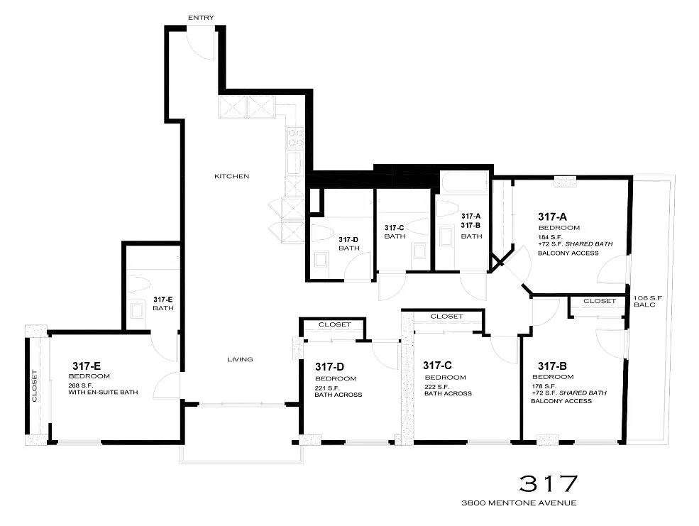 Floor plan Shared apartment Prvt suite Ensuite Bath