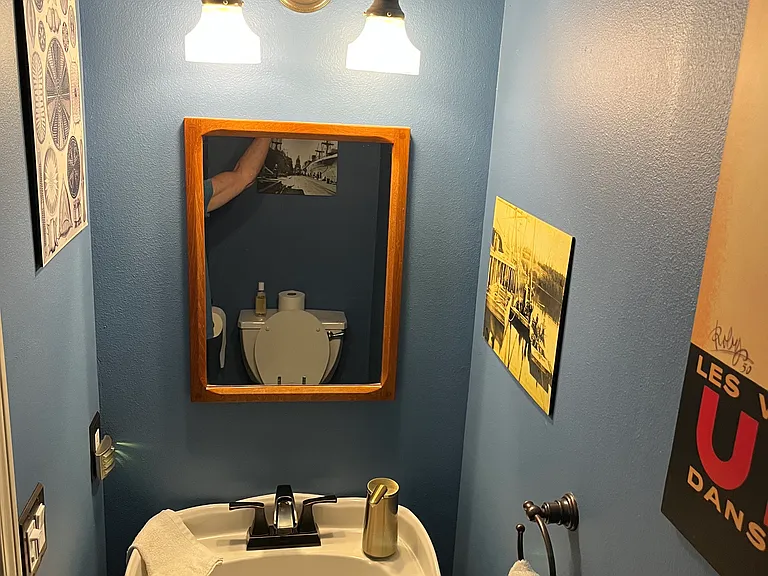Powder room off the main floor hallway.