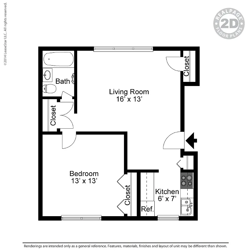 Floor plan 1 Bedroom A