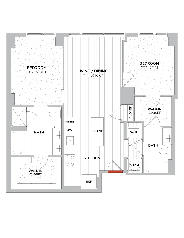 Floor plan 2 Bed/2 Bath-C06 West