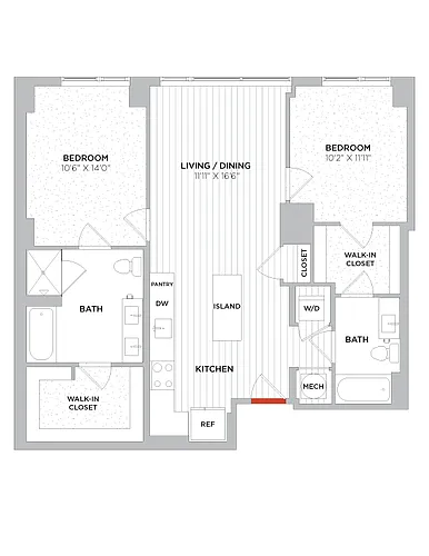 Floor plan 2 Bed/2 Bath-C06 West