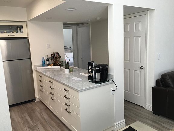 Kitchen island/peninsula with tons of storage.