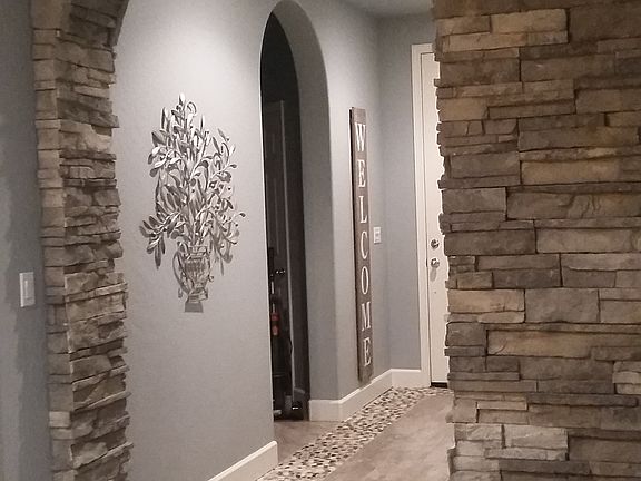 Custom rock wall and entryway