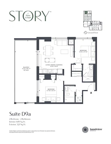 Floor plan 2 Bed + 2 Bath