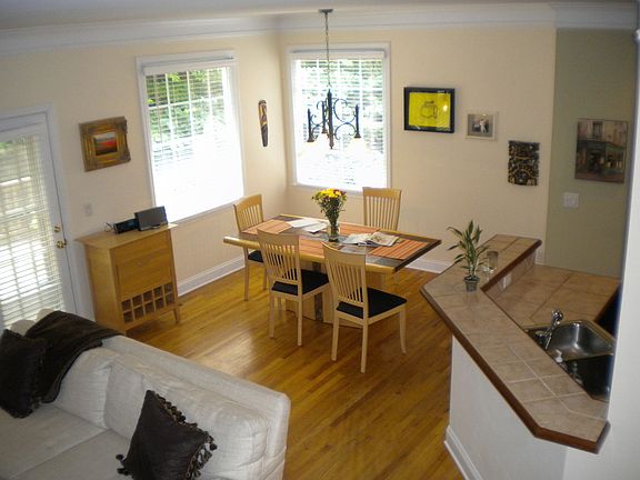 Breakfast area looking over private backyard