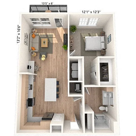 Floor plan A4 1x1 834 SF
