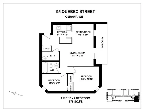 Floor plan 2 Bedroom 2 Bed 1 Bath 4
