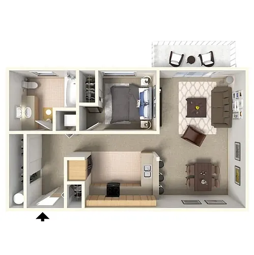 Floor plan 0 Bedroom, 1 Bathroom