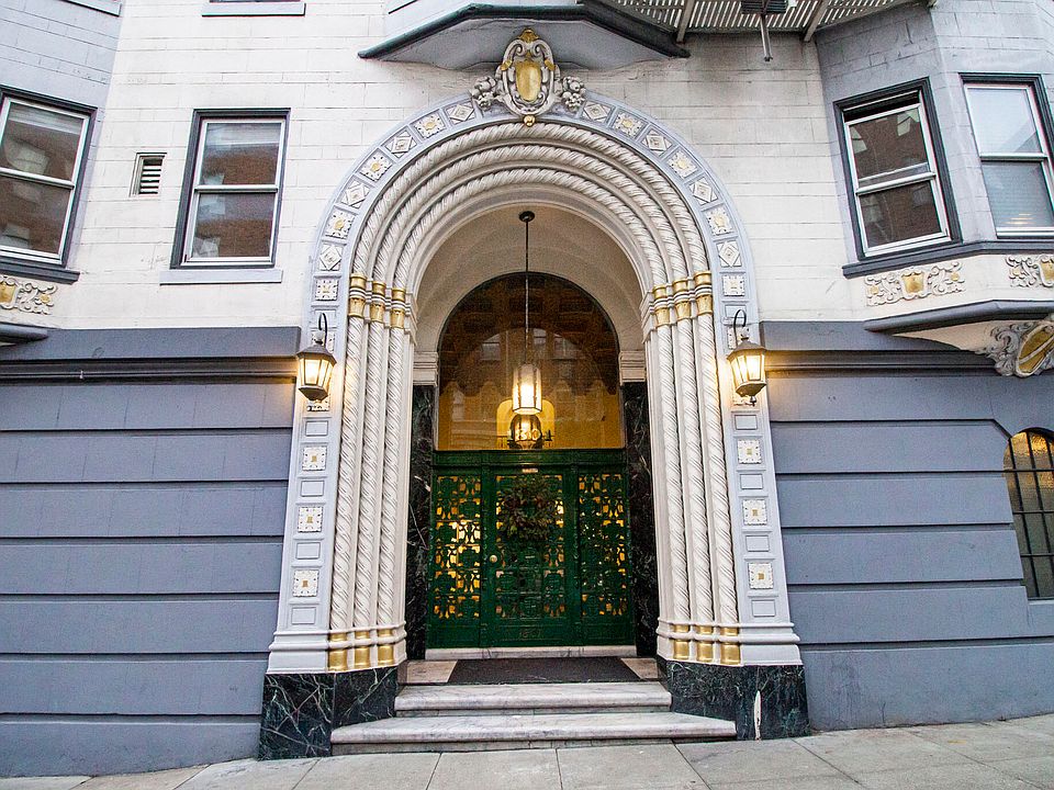 Main entrance door of the apartment building at 1801 Gough St, San Francisco, CA 94109, United States
