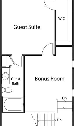 A layout of the Marigold second floor with bedroom floorplan