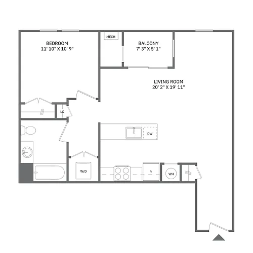 Floor plan 1 Bedroom 1 Bath